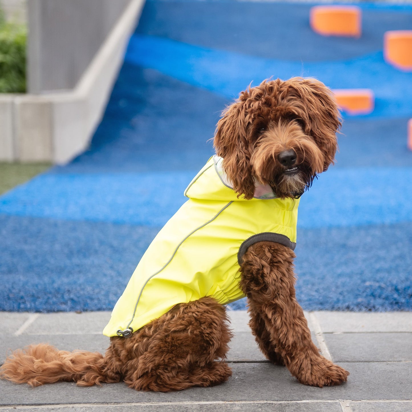 REVERSIBLE RAINCOAT - NEON YELLOW WITH TIE DYE