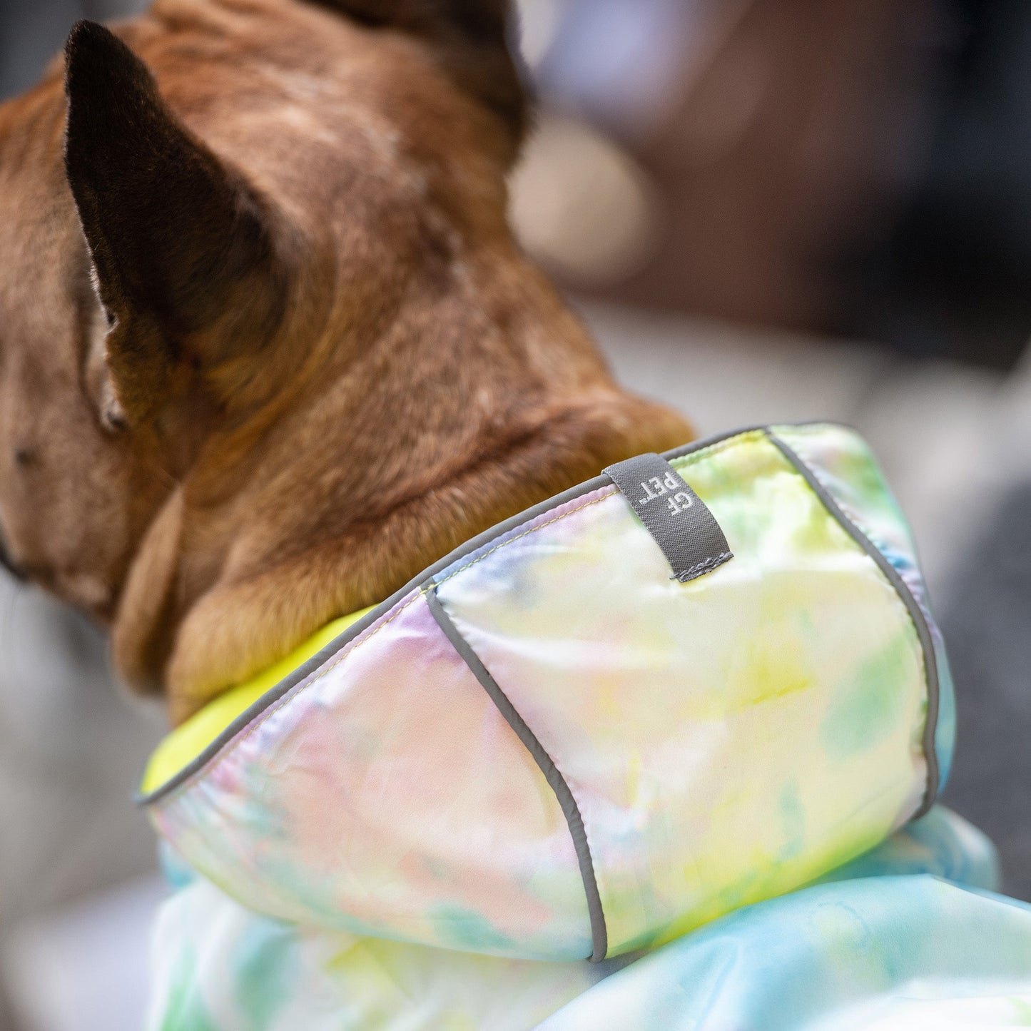REVERSIBLE RAINCOAT - NEON YELLOW WITH TIE DYE