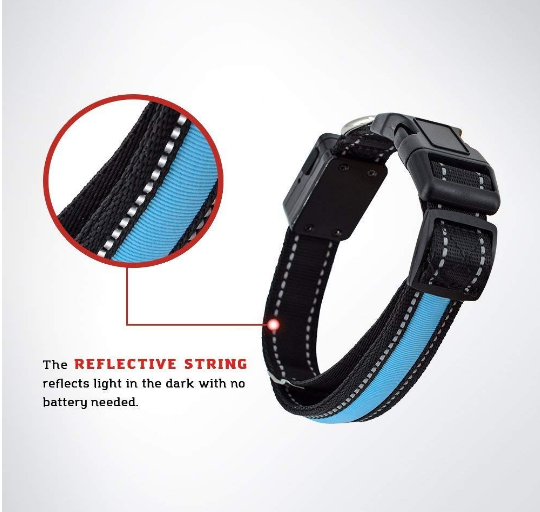 USB AND SOLAR CHARGE REFLECTIVE LED DOG COLLAR