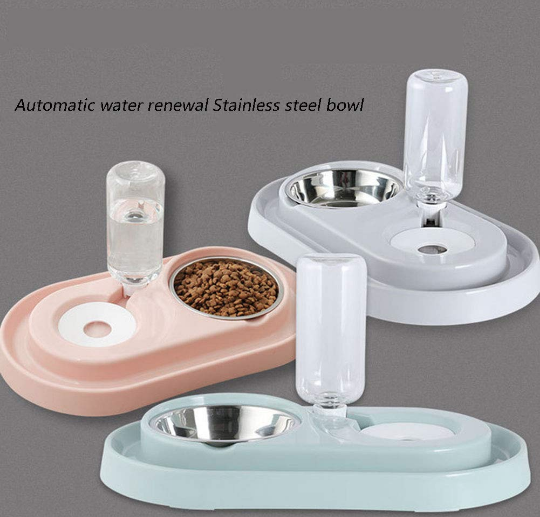 STAINLESS STEEL PET BOWLS WITH AUTOMATIC WATER BOTTLE